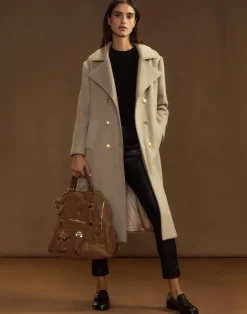 Discount Cynthia Rowley Noa Wool Trench Coat CAMEL