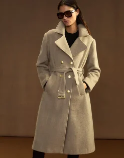 Discount Cynthia Rowley Noa Wool Trench Coat CAMEL