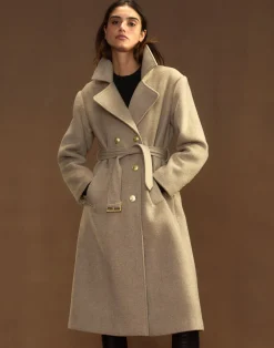 Discount Cynthia Rowley Noa Wool Trench Coat CAMEL