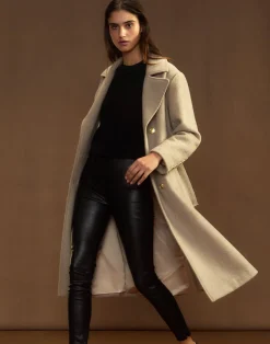 Discount Cynthia Rowley Noa Wool Trench Coat CAMEL