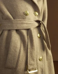 Discount Cynthia Rowley Noa Wool Trench Coat CAMEL