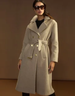 Discount Cynthia Rowley Noa Wool Trench Coat CAMEL