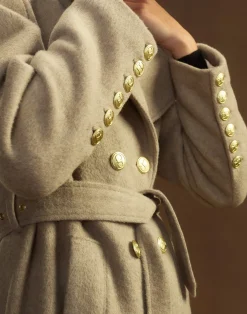 Discount Cynthia Rowley Noa Wool Trench Coat CAMEL