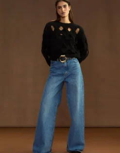 Hot Cynthia Rowley Open Knit Sweater BLACK