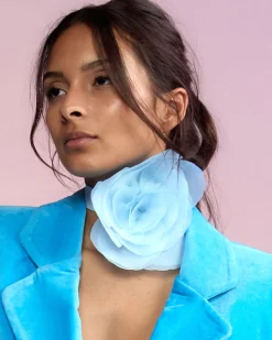 Discount Cynthia Rowley Organza Flower Ties BLUE