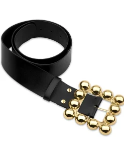 Fashion Cynthia Rowley Oversized Buckle Belt BLACK