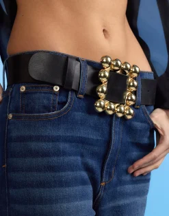 Fashion Cynthia Rowley Oversized Buckle Belt BLACK