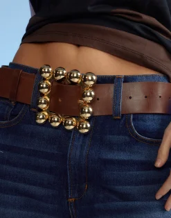 Online Cynthia Rowley Oversized Buckle Belt Brown