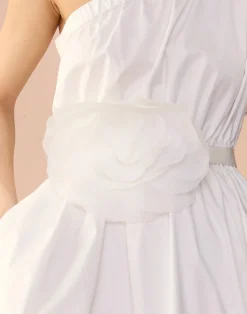 New Cynthia Rowley Oversized Organza Flower Tie White