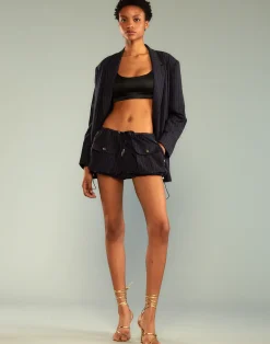 New Cynthia Rowley Pinstripe Cargo Bloomer Short Navy