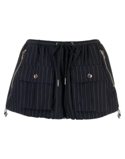 New Cynthia Rowley Pinstripe Cargo Bloomer Short Navy