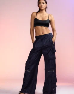 Fashion Cynthia Rowley Pinstripe Cargo Pants Navy