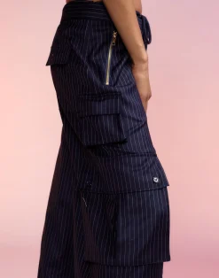 Fashion Cynthia Rowley Pinstripe Cargo Pants Navy