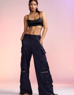 Fashion Cynthia Rowley Pinstripe Cargo Pants Navy