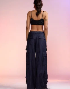 Fashion Cynthia Rowley Pinstripe Cargo Pants Navy