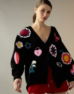 Best Cynthia Rowley Playful Patchwork Cardigan BLKMT