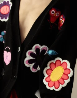 Best Cynthia Rowley Playful Patchwork Cardigan BLKMT