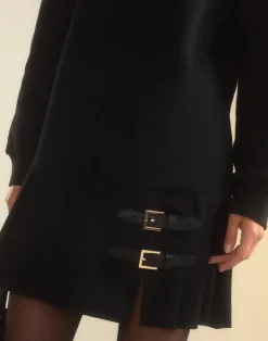 Hot Cynthia Rowley Preston Kilt Sweatshirt Dress BLACK