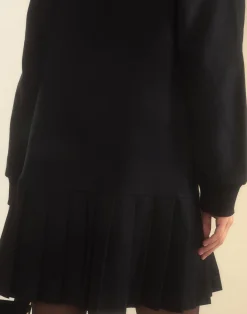 Hot Cynthia Rowley Preston Kilt Sweatshirt Dress BLACK