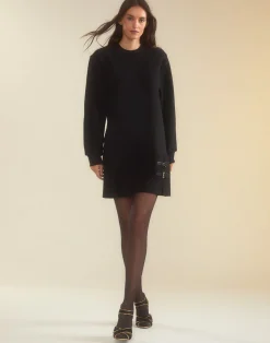 Hot Cynthia Rowley Preston Kilt Sweatshirt Dress BLACK