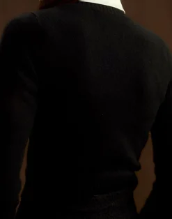 Best Cynthia Rowley Rosette Wool Cashmere Sweater BLACK