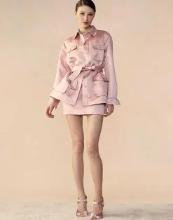 Online Cynthia Rowley Satin Safari Jacket MAUVE