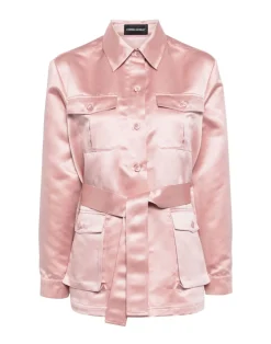 Online Cynthia Rowley Satin Safari Jacket MAUVE