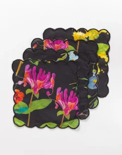 Discount Cynthia Rowley Scallop Embroidered Edge Cocktail Napkin BLKFL