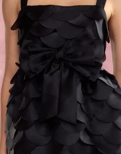 New Cynthia Rowley Scalloped Petal Mini Dress BLACK