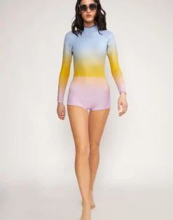 New Cynthia Rowley Sea Ombre Wetsuit Blue/Yellow/Pink