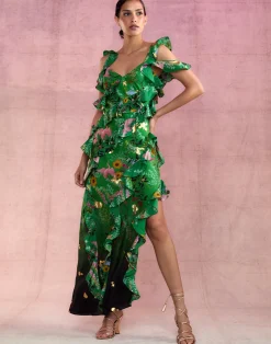 Best Cynthia Rowley Secret Garden Silk Dress GRNFL