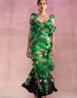 Best Cynthia Rowley Secret Garden Silk Dress GRNFL