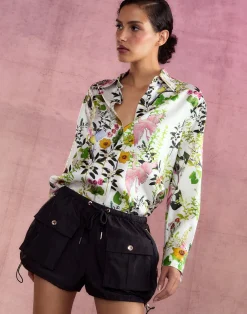 Outlet Cynthia Rowley Secret Garden Silk Shirt WHTMT