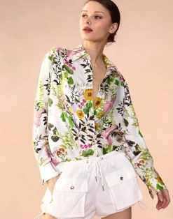 Outlet Cynthia Rowley Secret Garden Silk Shirt WHTMT