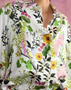 Outlet Cynthia Rowley Secret Garden Silk Shirt WHTMT