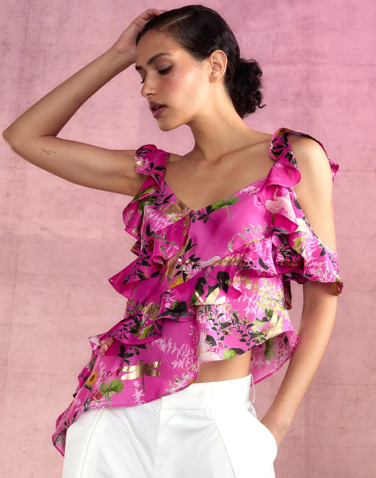 Online Cynthia Rowley Secret Garden Silk Top PNKFL
