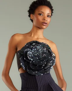 Best Cynthia Rowley Sequin Flower Bandeau DRKMT