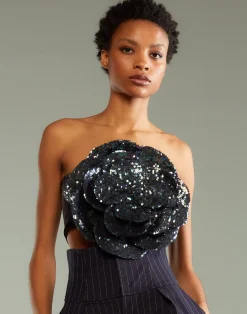 Best Cynthia Rowley Sequin Flower Bandeau DRKMT