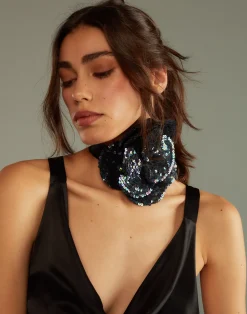 Hot Cynthia Rowley Sequin Flower Tie DRKMT