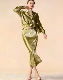 Sale Cynthia Rowley Shimmering Siren Skirt GREEN