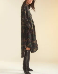 Clearance Cynthia Rowley Silk Taffeta Shirt Dress GRNCAM