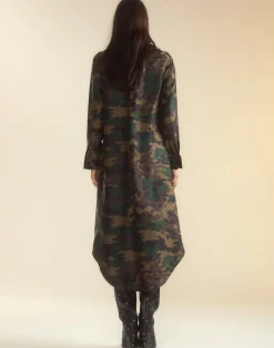 Clearance Cynthia Rowley Silk Taffeta Shirt Dress GRNCAM