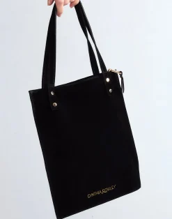 Sale Cynthia Rowley Sleek Suede Tote BLACK