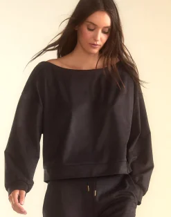 Sale Cynthia Rowley Sleek Ultrasuede Pullover BLACK