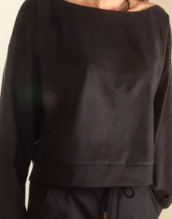 Sale Cynthia Rowley Sleek Ultrasuede Pullover BLACK