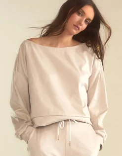 Clearance Cynthia Rowley Sleek Ultrasuede Pullover STONE