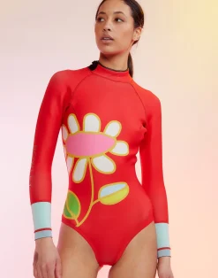 Fashion Cynthia Rowley Spring Daisy Wetsuit Red