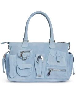 Best Cynthia Rowley Suede Cargo Pocket Shoulder Bag DNMBLU