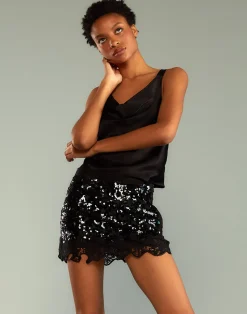 Outlet Cynthia Rowley The Cosmo Sequin Skirt BLACK