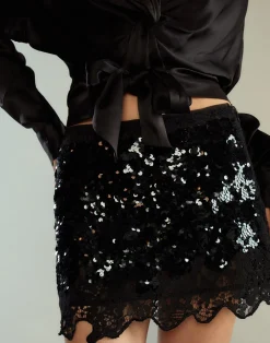 Outlet Cynthia Rowley The Cosmo Sequin Skirt BLACK